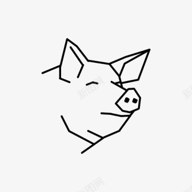 猪动物头图标