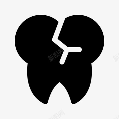 裂牙牙齿健康雕文图标