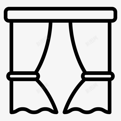 窗帘室内舞台svg_新图网 https://ixintu.com 窗帘 室内 舞台 窗户 建筑 轮廓