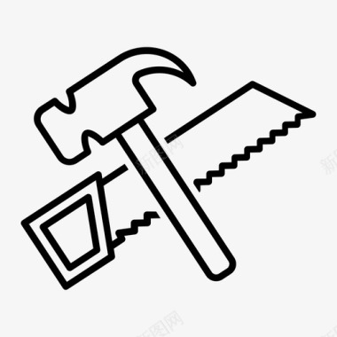 采购产品锤子和锯锤子和锯修理图标