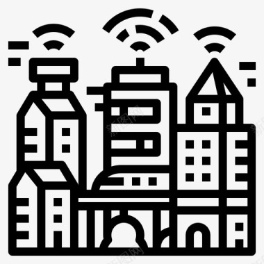 智慧城市建筑互联网图标