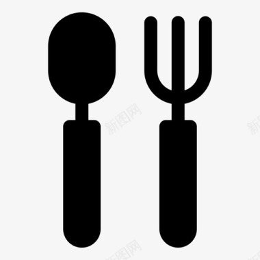 叉子勺晚餐吃饭图标