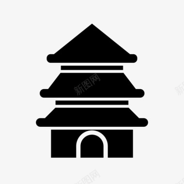中国庙宇亚洲人庆典图标