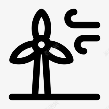 风力涡轮机空气电力图标
