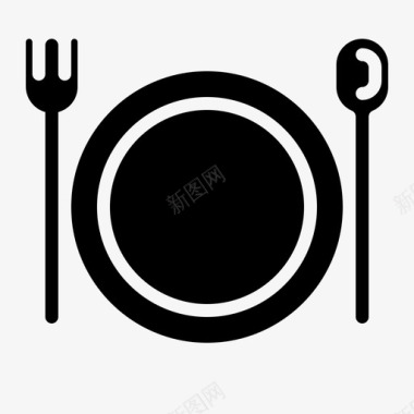 午餐晚餐盘食物服务图标