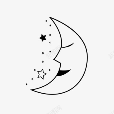月亮和星星夜晚婴儿的东西图标