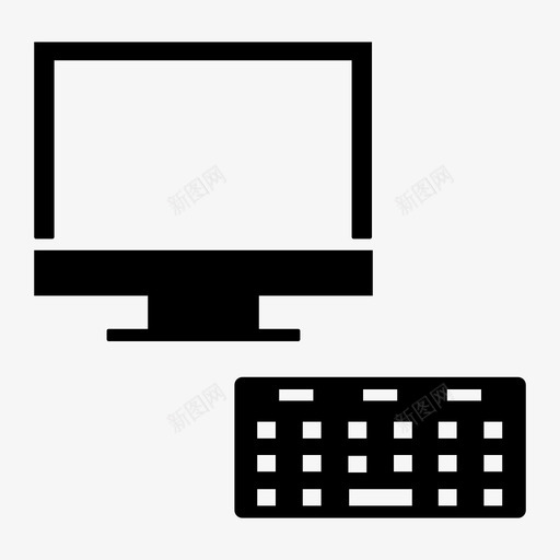 电脑桌面设备svg_新图网 https://ixintu.com 电脑 电脑桌 桌面 设备 键盘 显示器 办公室 智能商务 套装