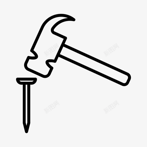 锤子钉子修理svg_新图网 https://ixintu.com 修理 修理工 工具 工具箱 钉子 钉钉子 锤子