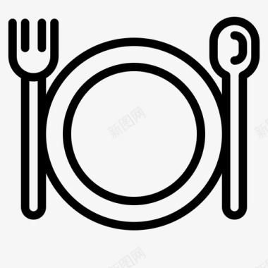 午餐晚餐盘食物服务图标