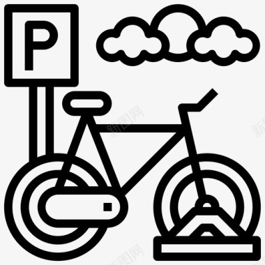 自行车停车场自行车停车标志图标