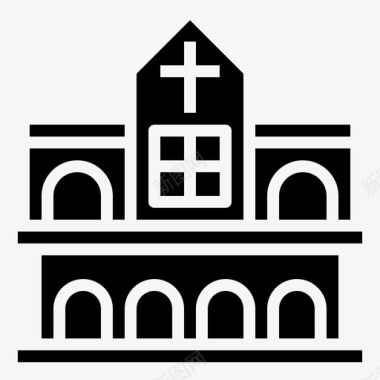教堂建筑建筑和城市图标