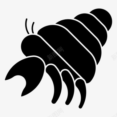 寄居蟹甲壳类十足类图标