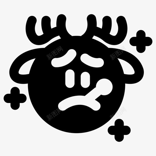 发烧鹿表情符号svg_新图网 https://ixintu.com 表情 符号 发烧 生病 冬季 字形 风格