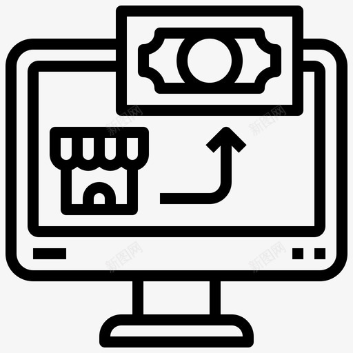 网上购物电子商务显示器svg_新图网 https://ixintu.com 网上购物 电子商务 显示器 网上 货币 服务
