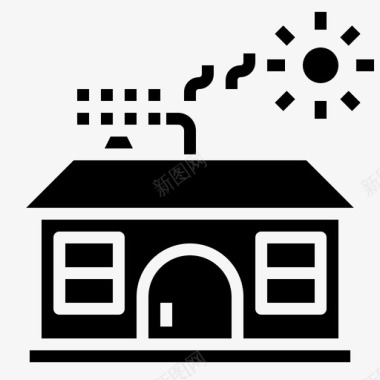 太阳能电池家庭智能家居图标