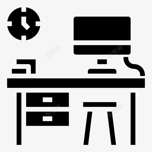 电脑桌书椅子svg_新图网 https://ixintu.com 电脑桌 椅子 钟办公 办公 家具 雕文