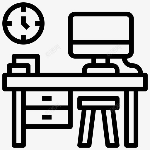 电脑桌书椅子svg_新图网 https://ixintu.com 电脑桌 椅子 钟办公 办公 家具
