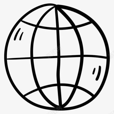 地球仪涂鸦简单图标