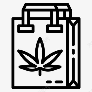 大麻购物袋商业药品图标