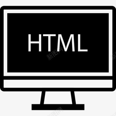 显示器上的html前端web开发2字形图标