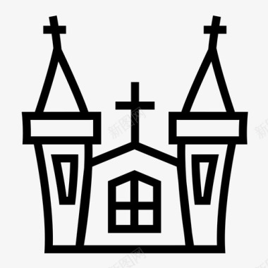 教堂建筑十字架图标