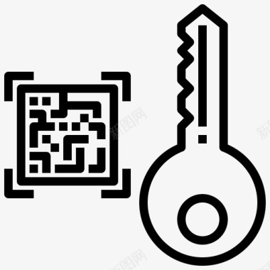 钥匙qrcode锁挂锁图标