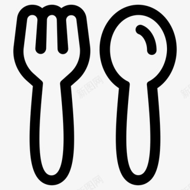 叉子和勺子吃食物图标