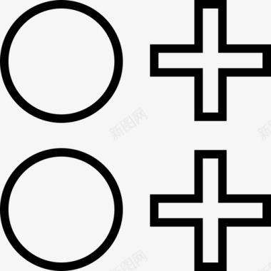 两个十字架加号馅饼图标