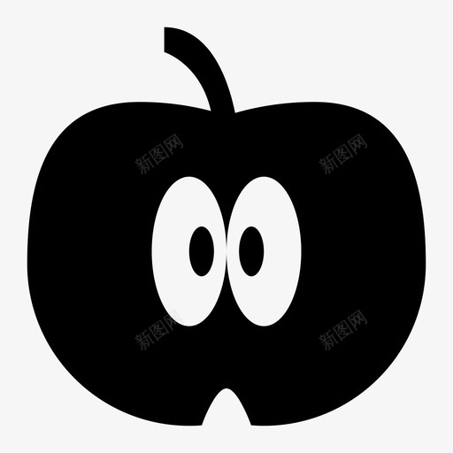 苹果卡通眼睛svg_新图网 https://ixintu.com 苹果 卡通 眼睛 水果 一半 种子