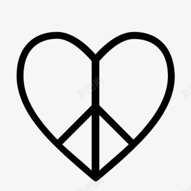 和平与爱心轮廓图标
