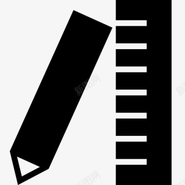 铅笔和尺子工具学校图标
