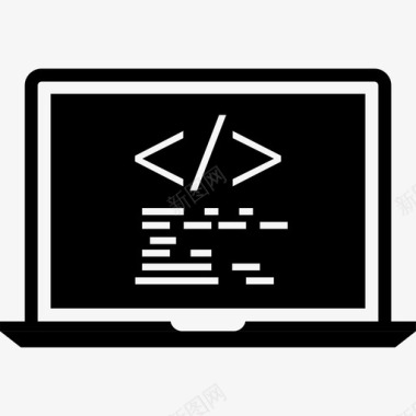 在笔记本电脑上编码前端web开发2glyph图标