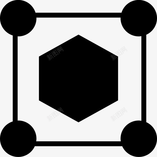 六边形中心形状点svg_新图网 https://ixintu.com 中心 六边形 形状 创造 抽象 连接 形成 电路 字形