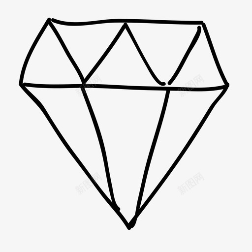 钻石素描手绘svg_新图网 https://ixintu.com 素描 手绘 钻石 珠宝 普通 图标