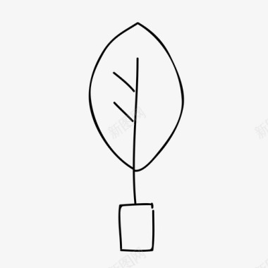 盆栽叶手工绘制叶图标