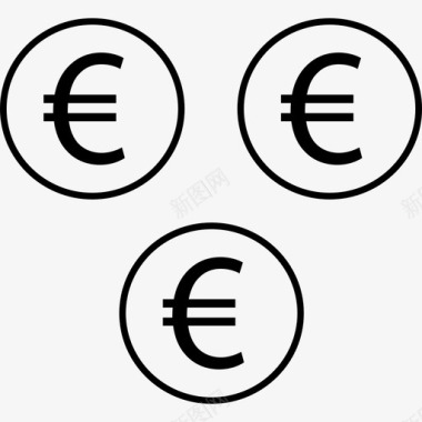 欧元硬币三搜索引擎优化图标