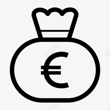 欧元一袋钱银行图标