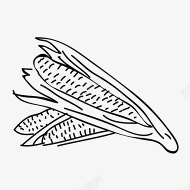 手绘玉米农场食品图标