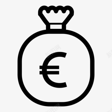 欧元一袋钱银行图标