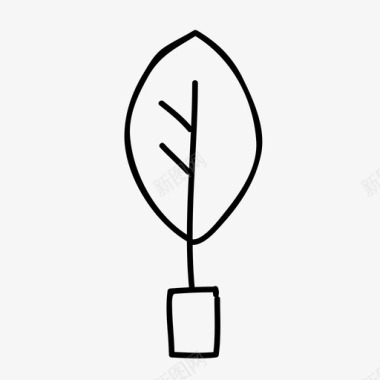 盆栽植物手工绘制树叶图标