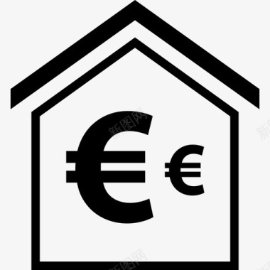 购房欧元房子图标