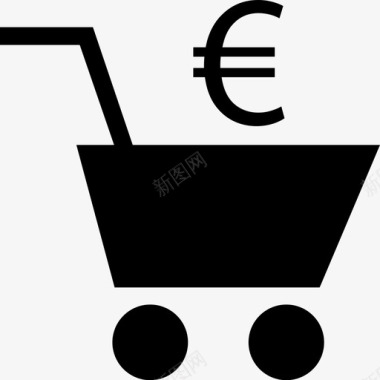 购物车欧元在线货币图标