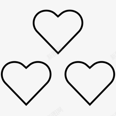 三颗心亲情情感图标
