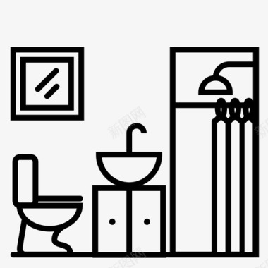 浴室淋浴间卫生间图标