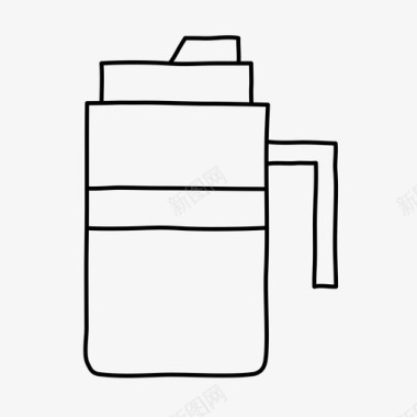 热水瓶素描野营马克杯图标
