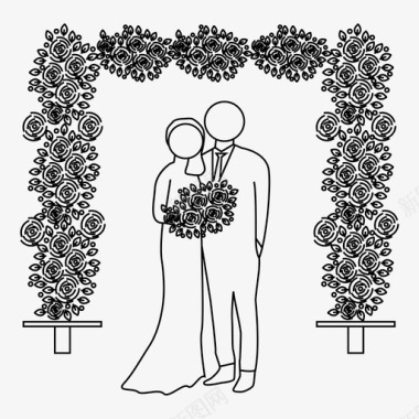 婚礼拱门花婚姻图标