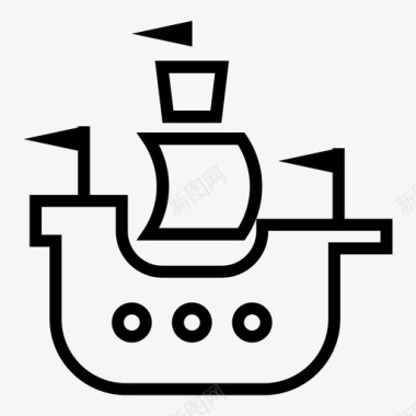 海盗船船海盗旗图标