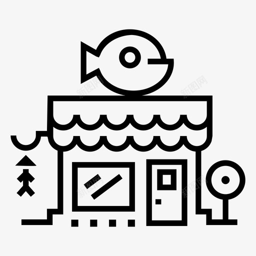 鱼市场鱼食品svg_新图网 https://ixintu.com 鱼市 市场 商店 食品 海鲜 建筑