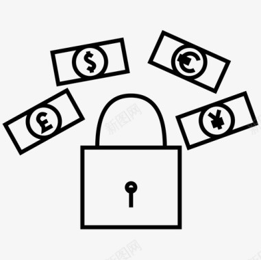 金钱保护锁安全图标