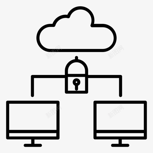 云网络安全云计算图标svg_新图网 https://ixintu.com 网络安全 云计算 图标